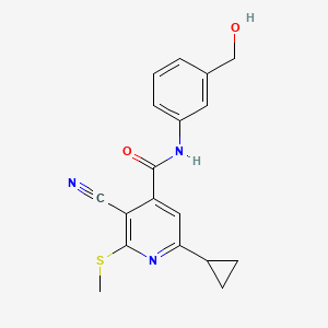 3-cyano-6-cyclopropyl-N-[3-(hydroxymethyl)phenyl]-2-(methylsulfanyl)pyridine-4-carboxamide