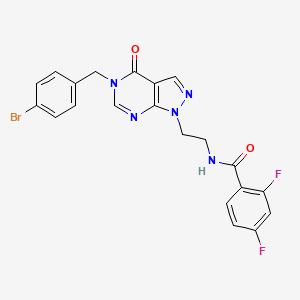 molecular formula C21H16BrF2N5O2 B2424136 N-(2-(5-(4-bromobenzyl)-4-oxo-4,5-dihydro-1H-pyrazolo[3,4-d]pyrimidin-1-yl)ethyl)-2,4-difluorobenzamide CAS No. 922110-74-5