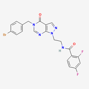 molecular formula C21H16BrF2N5O2 B2424136 N-(2-(5-(4-溴苯甲基)-4-氧代-4,5-二氢-1H-吡唑并[3,4-d]嘧啶-1-基)乙基)-2,4-二氟苯甲酰胺 CAS No. 922110-74-5