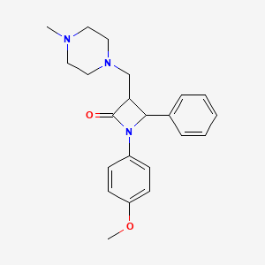 molecular formula C22H27N3O2 B2424137 1-(4-Methoxyphenyl)-3-[(4-methylpiperazino)methyl]-4-phenyl-2-azetanone CAS No. 478049-91-1