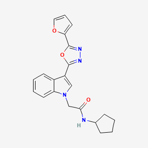 molecular formula C21H20N4O3 B2424139 N-cyclopentyl-2-(3-(5-(furan-2-yl)-1,3,4-oxadiazol-2-yl)-1H-indol-1-yl)acetamide CAS No. 1021074-67-8