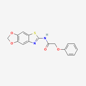 molecular formula C16H12N2O4S B2424142 N-{4,6-dioxa-10-thia-12-azatricyclo[7.3.0.0^{3,7}]dodeca-1(9),2,7,11-tetraen-11-yl}-2-phenoxyacetamide CAS No. 868677-91-2