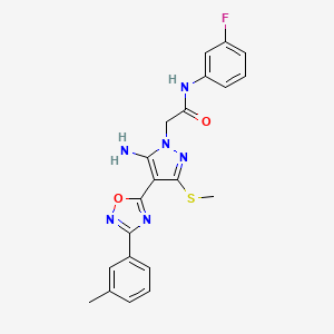 2-[5-amino-4-[3-(3-methylphenyl)-1,2,4-oxadiazol-5-yl]-3-(methylthio)-1H-pyrazol-1-yl]-N-(3-fluorophenyl)acetamide