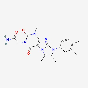 molecular formula C20H22N6O3 B2424170 2-[6-(3,4-Dimethylphenyl)-4,7,8-trimethyl-1,3-dioxopurino[7,8-a]imidazol-2-yl]acetamide CAS No. 876670-39-2