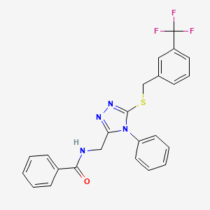 molecular formula C24H19F3N4OS B2424180 N-((4-phenyl-5-((3-(trifluoromethyl)benzyl)thio)-4H-1,2,4-triazol-3-yl)methyl)benzamide CAS No. 391897-08-8