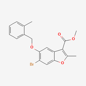 molecular formula C19H17BrO4 B2424206 Methyl 6-bromo-2-methyl-5-[(2-methylphenyl)methoxy]-1-benzofuran-3-carboxylate CAS No. 308295-78-5
