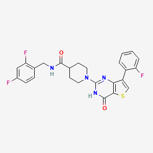 molecular formula C25H21F3N4O2S B2424217 N-(2,4-二氟苯甲基)-1-[7-(2-氟苯基)-4-氧代-3,4-二氢噻吩[3,2-d]嘧啶-2-基]哌啶-4-甲酰胺 CAS No. 1243078-73-0
