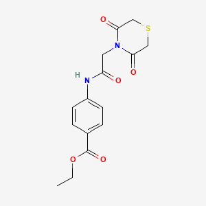 molecular formula C15H16N2O5S B2424227 ethyl 4-[2-(3,5-dioxothiomorpholin-4-yl)acetamido]benzoate CAS No. 868215-01-4
