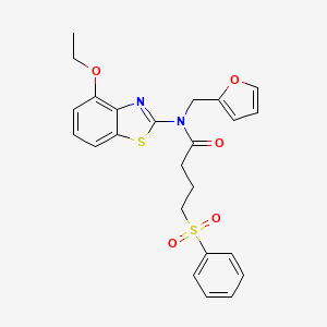 molecular formula C24H24N2O5S2 B2424257 N-(4-ethoxybenzo[d]thiazol-2-yl)-N-(furan-2-ylmethyl)-4-(phenylsulfonyl)butanamide CAS No. 922388-68-9