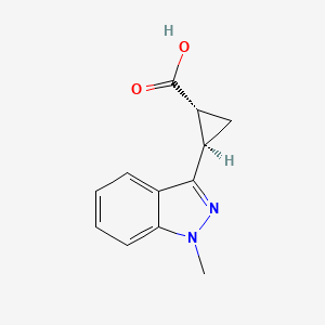 molecular formula C12H12N2O2 B2424263 rac-(1R,2R)-2-(1-methyl-1H-indazol-3-yl)cyclopropane-1-carboxylicacid CAS No. 2227803-25-8