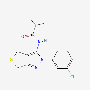 molecular formula C15H16ClN3OS B2424266 N-(2-(3-chlorophenyl)-4,6-dihydro-2H-thieno[3,4-c]pyrazol-3-yl)isobutyramide CAS No. 450340-43-9