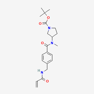 molecular formula C21H29N3O4 B2424272 Tert-butyl 3-[methyl-[4-[(prop-2-enoylamino)methyl]benzoyl]amino]pyrrolidine-1-carboxylate CAS No. 2361786-23-2