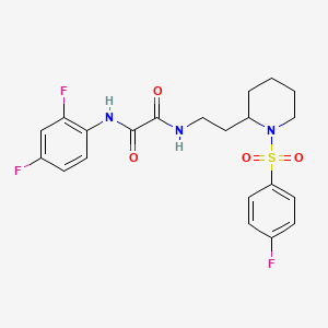 molecular formula C21H22F3N3O4S B2424300 N1-(2,4-difluorophenyl)-N2-(2-(1-((4-fluorophenyl)sulfonyl)piperidin-2-yl)ethyl)oxalamide CAS No. 898415-19-5