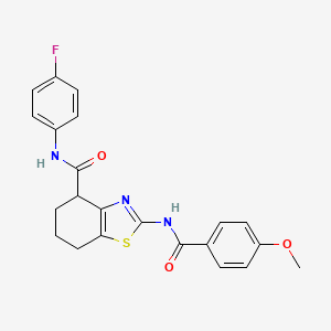 molecular formula C22H20FN3O3S B2424304 N-(4-fluorophenyl)-2-(4-methoxybenzamido)-4,5,6,7-tetrahydrobenzo[d]thiazole-4-carboxamide CAS No. 942004-48-0