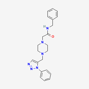 molecular formula C22H26N6O B2424347 N-benzyl-2-(4-((1-phenyl-1H-1,2,3-triazol-5-yl)methyl)piperazin-1-yl)acetamide CAS No. 1421524-26-6