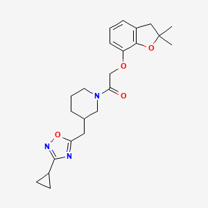 1-(3-((3-Cyclopropyl-1,2,4-oxadiazol-5-yl)methyl)piperidin-1-yl)-2-((2,2-dimethyl-2,3-dihydrobenzofuran-7-yl)oxy)ethanone