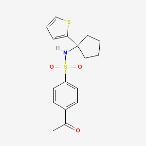 4-acetyl-N-(1-(thiophen-2-yl)cyclopentyl)benzenesulfonamide