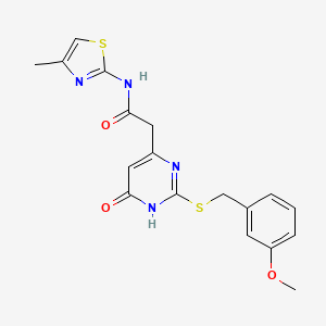 2-(2-((3-methoxybenzyl)thio)-6-oxo-1,6-dihydropyrimidin-4-yl)-N-(4-methylthiazol-2-yl)acetamide