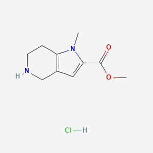 molecular formula C10H15ClN2O2 B2424409 Methyl 1-methyl-4,5,6,7-tetrahydropyrrolo[3,2-c]pyridine-2-carboxylate;hydrochloride CAS No. 2413897-21-7