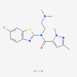 molecular formula C17H21ClFN5OS B2424444 N-(2-(dimethylamino)ethyl)-N-(6-fluorobenzo[d]thiazol-2-yl)-1,3-dimethyl-1H-pyrazole-5-carboxamide hydrochloride CAS No. 1215791-17-5
