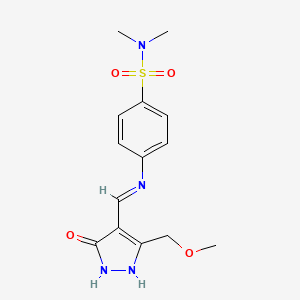 molecular formula C14H18N4O4S B2424451 4-({[3-(methoxymethyl)-5-oxo-1,5-dihydro-4H-pyrazol-4-yliden]methyl}amino)-N,N-dimethylbenzenesulfonamide CAS No. 320415-77-8