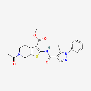methyl 6-acetyl-2-(5-methyl-1-phenyl-1H-pyrazole-4-carboxamido)-4,5,6,7-tetrahydrothieno[2,3-c]pyridine-3-carboxylate