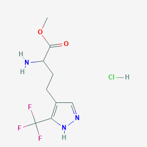 molecular formula C9H13ClF3N3O2 B2424518 methyl 2-amino-4-[3-(trifluoromethyl)-1H-pyrazol-4-yl]butanoate hydrochloride CAS No. 2248256-98-4