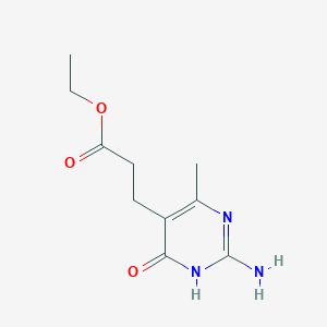 molecular formula C10H15N3O3 B2424525 Ethyl 3-(2-amino-4-methyl-6-oxo-1,6-dihydropyrimidin-5-yl)propanoate CAS No. 500154-94-9