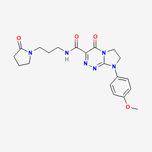 B2424557 8-(4-methoxyphenyl)-4-oxo-N-(3-(2-oxopyrrolidin-1-yl)propyl)-4,6,7,8-tetrahydroimidazo[2,1-c][1,2,4]triazine-3-carboxamide CAS No. 946361-21-3