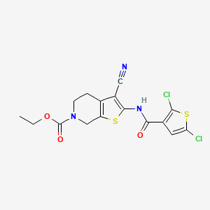 molecular formula C16H13Cl2N3O3S2 B2424586 ethyl 3-cyano-2-(2,5-dichlorothiophene-3-amido)-4H,5H,6H,7H-thieno[2,3-c]pyridine-6-carboxylate CAS No. 864927-21-9