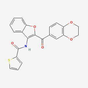 molecular formula C22H15NO5S B2424589 N-(2-(2,3-dihydrobenzo[b][1,4]dioxine-6-carbonyl)benzofuran-3-yl)thiophene-2-carboxamide CAS No. 886185-28-0