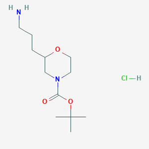 molecular formula C12H25ClN2O3 B2424592 tert-butyl2-(3-aminopropyl)morpholine-4-carboxylatehydrochloride CAS No. 2408958-75-6