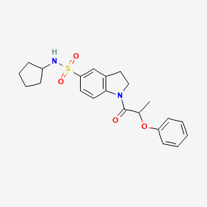 molecular formula C22H26N2O4S B2424601 N-cyclopentyl-1-(2-phenoxypropanoyl)-2,3-dihydro-1H-indole-5-sulfonamide CAS No. 919019-85-5