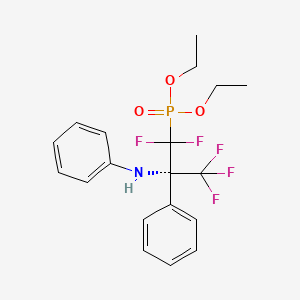 molecular formula C19H21F5NO3P B2424610 Diethyl (1,1,3,3,3-pentafluoro-2-phenyl-2-(phenylamino)propyl)phosphonate CAS No. 1391156-18-5