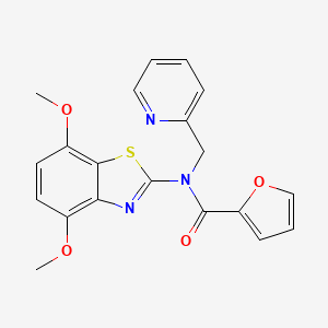 molecular formula C20H17N3O4S B2424612 N-(4,7-dimethoxybenzo[d]thiazol-2-yl)-N-(pyridin-2-ylmethyl)furan-2-carboxamide CAS No. 899964-81-9