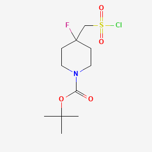 molecular formula C11H19ClFNO4S B2424622 Tert-butyl 4-[(chlorosulfonyl)methyl]-4-fluoropiperidine-1-carboxylate CAS No. 1803608-08-3