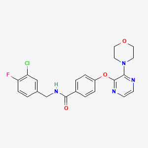 molecular formula C22H20ClFN4O3 B2424667 N-(3-chloro-4-fluorobenzyl)-4-((3-morpholinopyrazin-2-yl)oxy)benzamide CAS No. 1251601-83-8