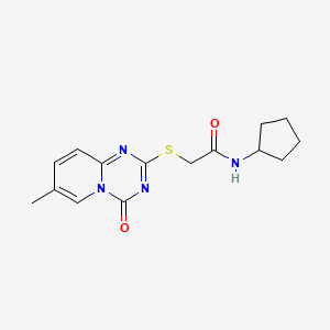 molecular formula C15H18N4O2S B2424682 N-cyclopentyl-2-({7-methyl-4-oxo-4H-pyrido[1,2-a][1,3,5]triazin-2-yl}sulfanyl)acetamide CAS No. 896321-06-5