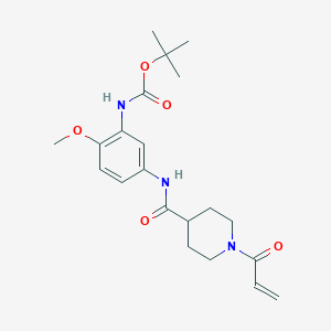 B2424722 Tert-butyl N-[2-methoxy-5-[(1-prop-2-enoylpiperidine-4-carbonyl)amino]phenyl]carbamate CAS No. 2361680-00-2