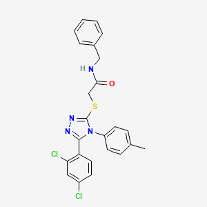 molecular formula C24H20Cl2N4OS B2424747 N-benzyl-2-{[5-(2,4-dichlorophenyl)-4-(4-methylphenyl)-4H-1,2,4-triazol-3-yl]sulfanyl}acetamide CAS No. 539810-88-3
