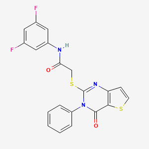 molecular formula C20H13F2N3O2S2 B2424753 N-(3,5-difluorophenyl)-2-((4-oxo-3-phenyl-3,4-dihydrothieno[3,2-d]pyrimidin-2-yl)thio)acetamide CAS No. 1794845-70-7