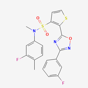 molecular formula C20H15F2N3O3S2 B2424825 N-(3-fluoro-4-methylphenyl)-2-[3-(3-fluorophenyl)-1,2,4-oxadiazol-5-yl]-N-methylthiophene-3-sulfonamide CAS No. 1207030-72-5