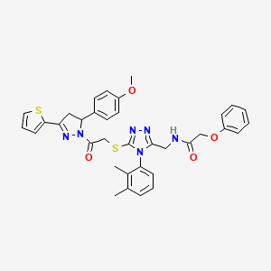 molecular formula C35H34N6O4S2 B2424838 N-((4-(2,3-dimethylphenyl)-5-((2-(5-(4-methoxyphenyl)-3-(thiophen-2-yl)-4,5-dihydro-1H-pyrazol-1-yl)-2-oxoethyl)thio)-4H-1,2,4-triazol-3-yl)methyl)-2-phenoxyacetamide CAS No. 393585-32-5