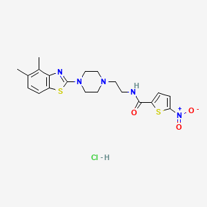 molecular formula C20H24ClN5O3S2 B2424901 N-(2-(4-(4,5-dimethylbenzo[d]thiazol-2-yl)piperazin-1-yl)ethyl)-5-nitrothiophene-2-carboxamide hydrochloride CAS No. 1215325-15-7