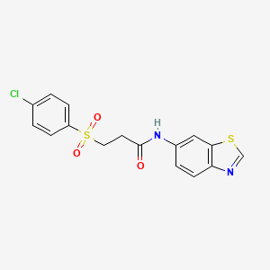 molecular formula C16H13ClN2O3S2 B2424943 N-(1,3-benzothiazol-6-yl)-3-(4-chlorobenzenesulfonyl)propanamide CAS No. 941924-63-6