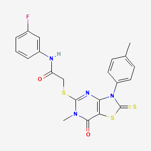 N-(3-fluorophenyl)-2-((6-methyl-7-oxo-2-thioxo-3-(p-tolyl)-2,3,6,7-tetrahydrothiazolo[4,5-d]pyrimidin-5-yl)thio)acetamide
