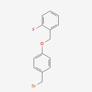 molecular formula C14H12BrFO B2424960 4-(2-Fluorobenzyloxy)benzyl bromide CAS No. 1042659-03-9