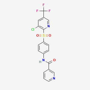 molecular formula C18H11ClF3N3O3S B2424963 N-(4-{[3-chloro-5-(trifluoromethyl)pyridin-2-yl]sulfonyl}phenyl)pyridine-3-carboxamide CAS No. 2062071-04-7
