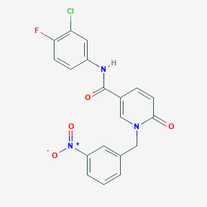 molecular formula C19H13ClFN3O4 B2424991 N-(3-chloro-4-fluorophenyl)-1-(3-nitrobenzyl)-6-oxo-1,6-dihydropyridine-3-carboxamide CAS No. 900010-15-3