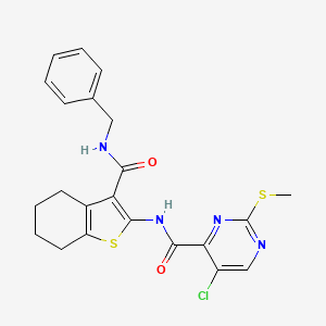 molecular formula C22H21ClN4O2S2 B2425001 N-[3-(benzylcarbamoyl)-4,5,6,7-tetrahydro-1-benzothiophen-2-yl]-5-chloro-2-methylsulfanylpyrimidine-4-carboxamide CAS No. 864936-67-4